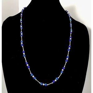 Sterling Silver Necklace Vintage Malachite Azurite 32”